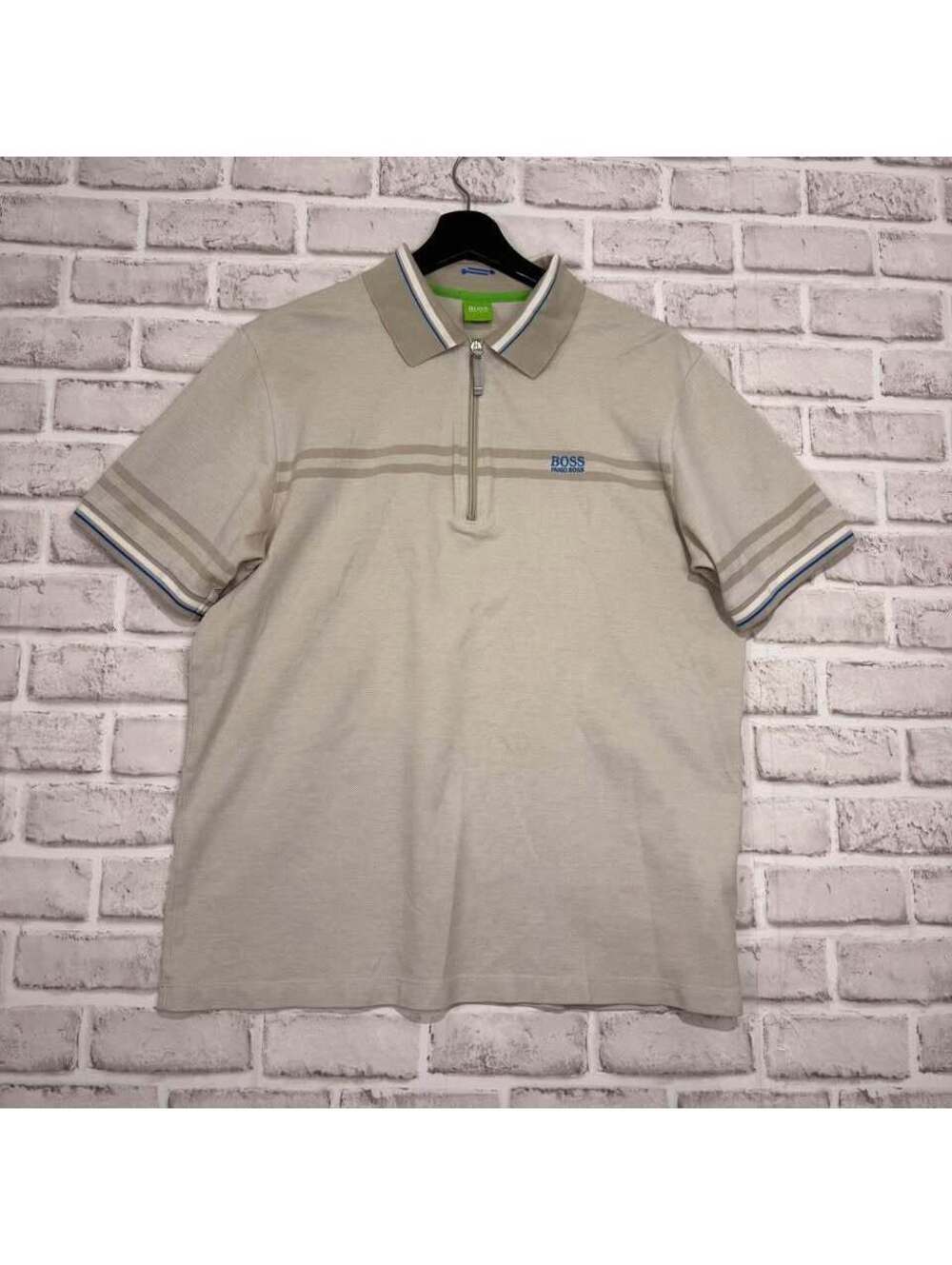 Boss Hugo Boss Zip Polo Golf Shirt Beige Men's L